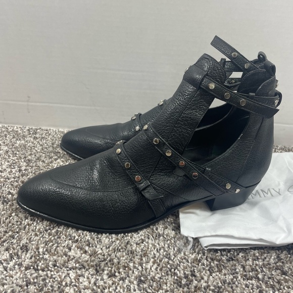 Authentic Jimmy Choo black Harley studs cut out boot new w duster 38 1/2  8 1/2 - Picture 3 of 10